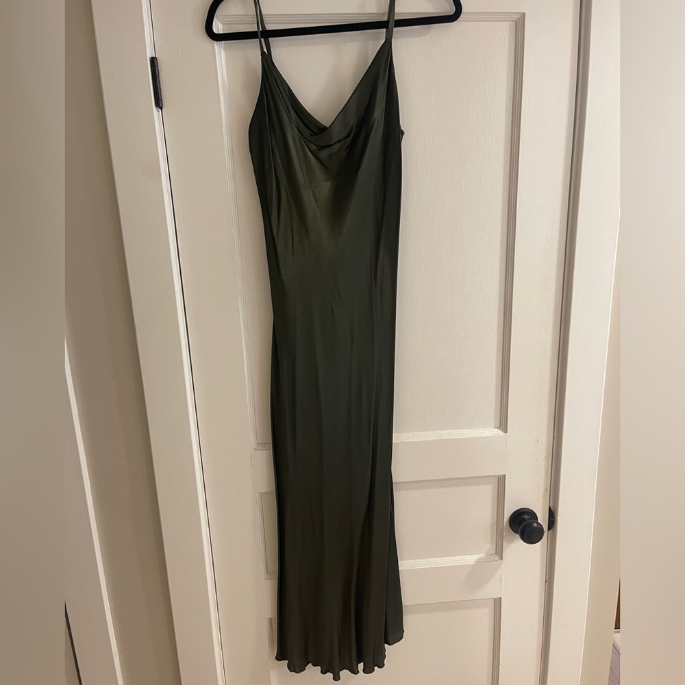 Olive satin gown